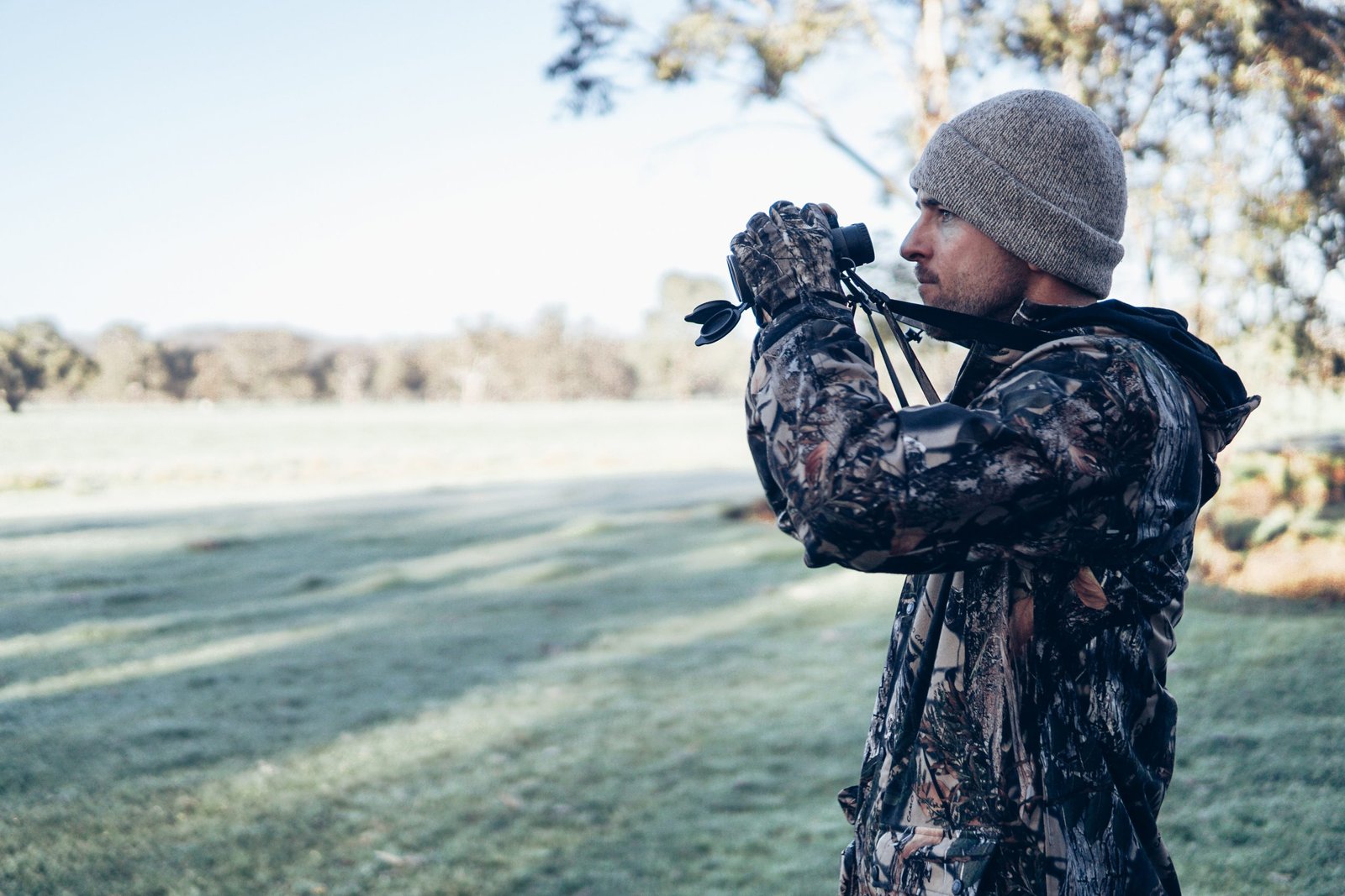 man with binoculars