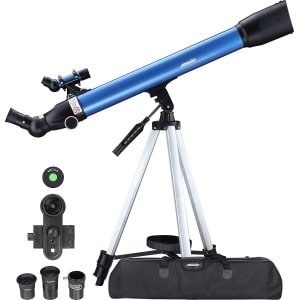 Aomekie Telescopische astronomie, 234X refractor telescoop voor kinderen beginners met 10X smartphone-adapter, uittrekbare statief, tas, maanfilter en rechtopstaande zoeker