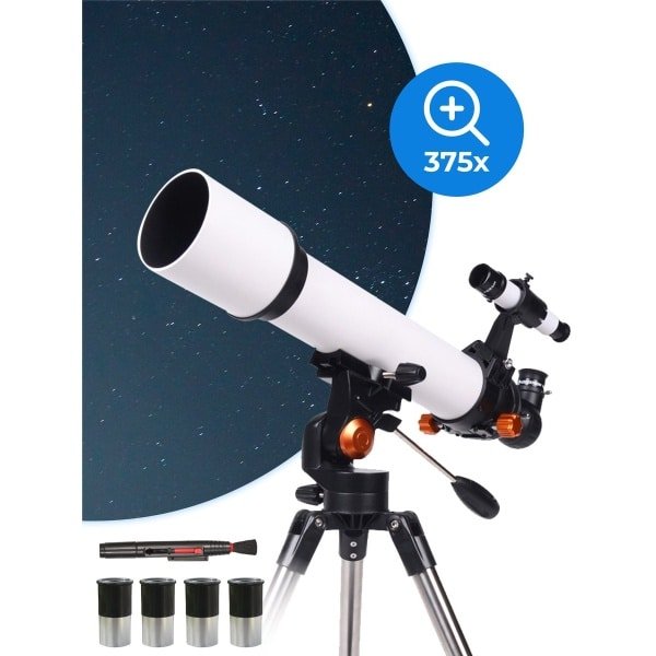 Nuvance - Telescoop - 375x Vergroting - Sterrenkijker Volwassenen / Kinderen - Inclusief Statief en Draagtas - Astronomie en Sterrenkunde - Nachtkijker