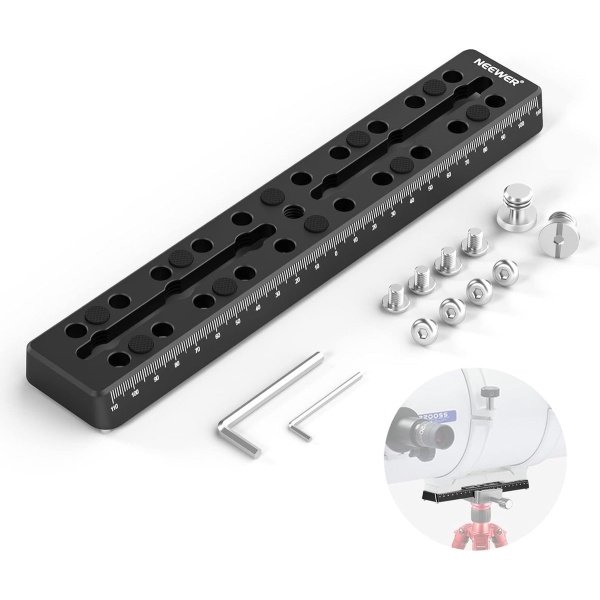 Neewer® - 9"/230mm Rail Bar Vixen Style Dovetail Plate - Metalen Montageplaat met M6 1/4" 3/8" Cameraschroef voor Telescoop Montageadapter OTA Equatoriale Statief Sky Astrofotografie - QR003