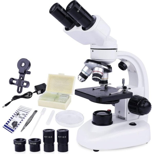 Professionele Microscoop - Microscoop Verrekijker voor Kinderen en Volwassenen, Junior Microscoopset, 40x - 1000x LED-verlichting, Rijk Accessoirepakket, Stevige Hardcase