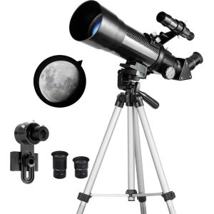Sterrenkijker Telescoop met Accessoires - Voor Volwassenen en Kinderen - Nachtkijker - Inclusief Statief - Zwart - Top Kwaliteit